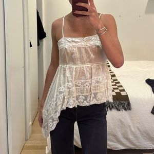 LoveShackFancy Cream Silk Top